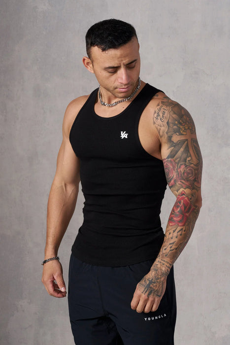 314 Scoop Bottom Ribbed Tank / Black