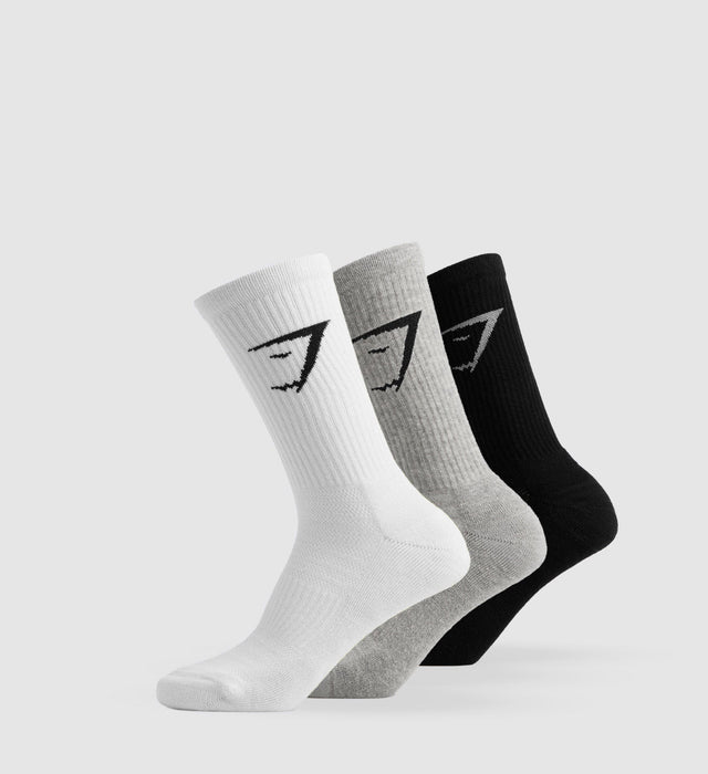 Crew Socks 3pk - White/Light Grey Core Marl/Black