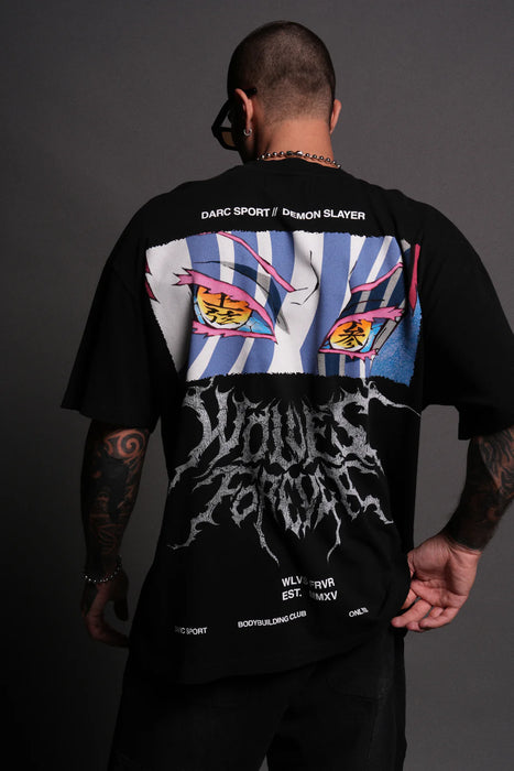 Akaza "Premium" Oversized Tee in Black Demon Slayer