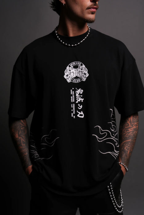 FLAME PILLAR "PREMIUM" OVERSIZED TEE - BLACK