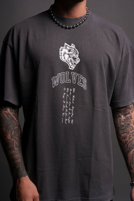 DON'T GIVE UP "PREMIUM" OVERSIZED TEE - WOLF GRAY