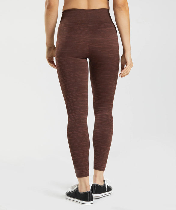 Adapt Marl Seamless Leggings - Archive Brown/Cherry Brown