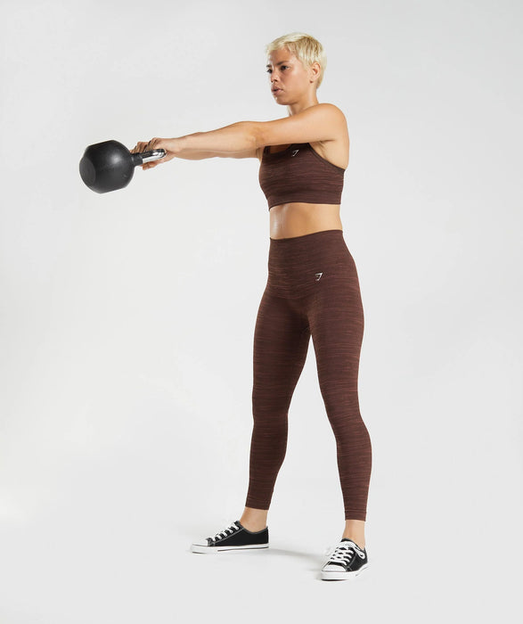 Adapt Marl Seamless Leggings - Archive Brown/Cherry Brown