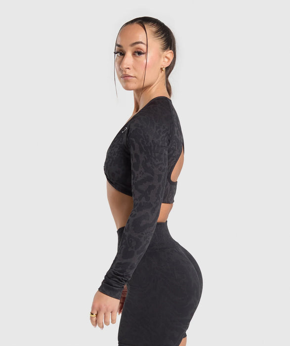 Adapt Safari Long Sleeve Crop Top Black