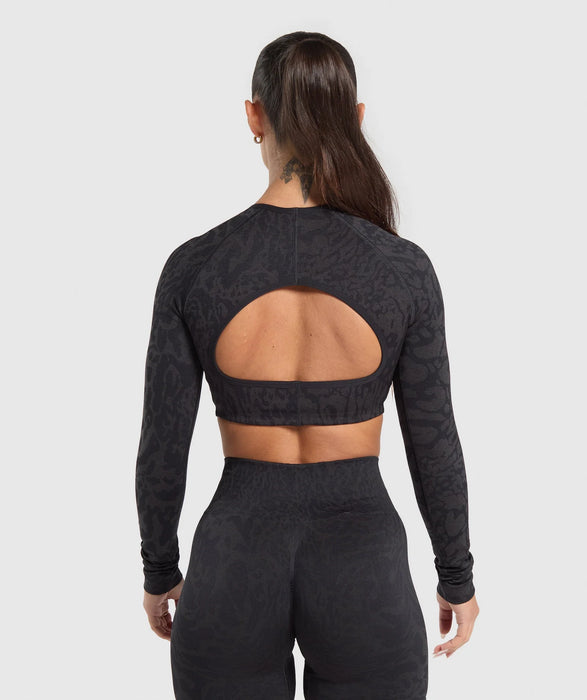Adapt Safari Long Sleeve Crop Top Black