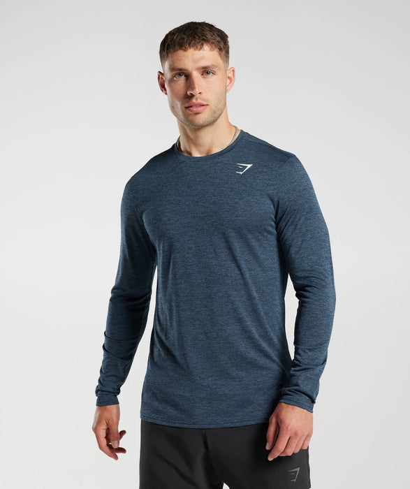 Arrival Marl Long Sleeve T-Shirt - Navy/Smokey Teal Marl