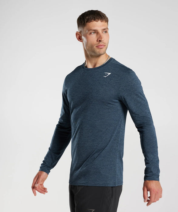 Arrival Marl Long Sleeve T-Shirt - Navy/Smokey Teal Marl