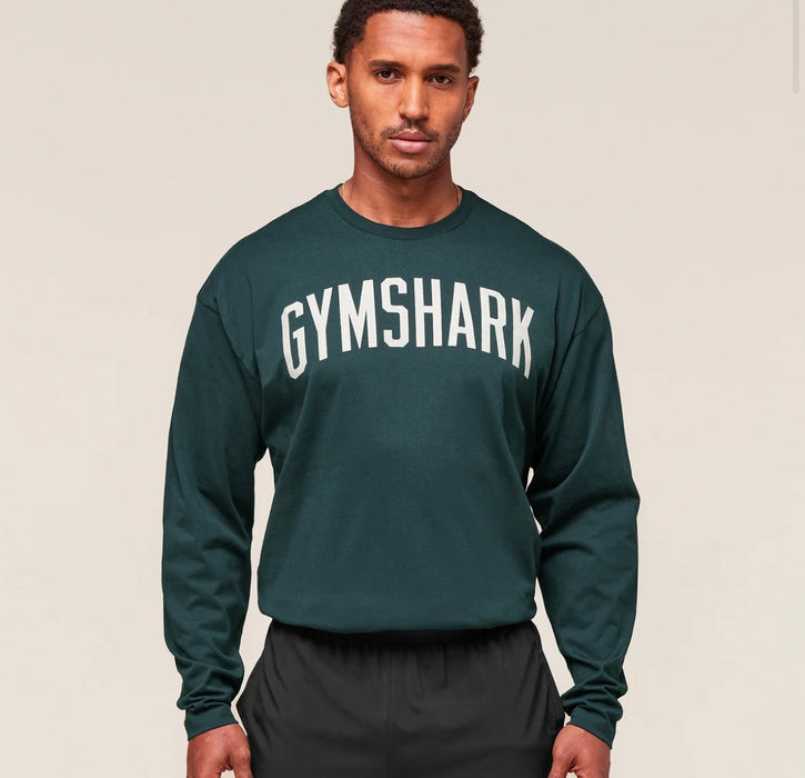 Gymshark Worn Graphic Long Sleeve T-Shirt - Deep Petrol Blue