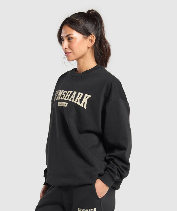 Collegiate Lifestyle Oversized Sweatshirt - Black