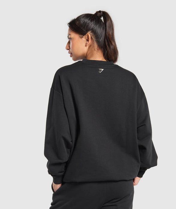 Collegiate Lifestyle Oversized Sweatshirt - Black