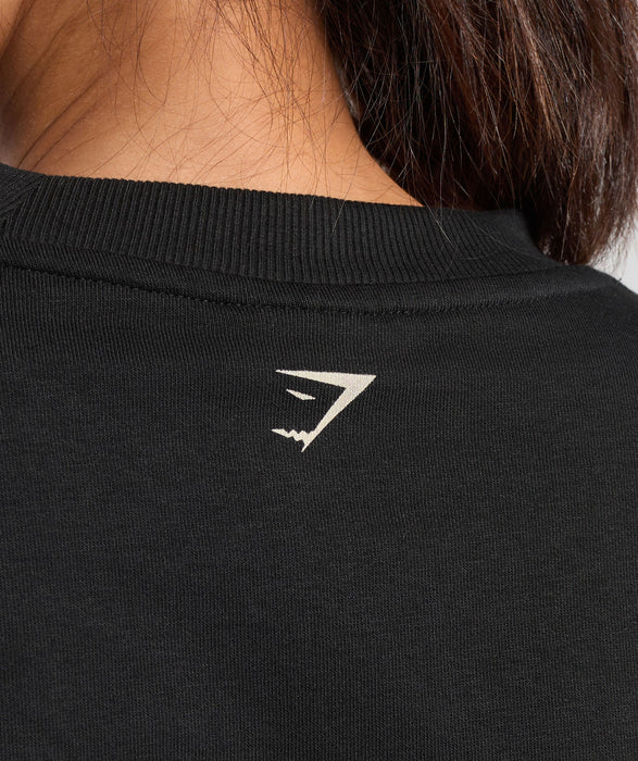 Collegiate Lifestyle Oversized Sweatshirt - Black
