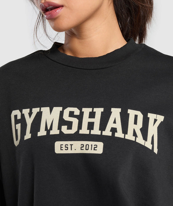 Collegiate Lifestyle Oversized Sweatshirt - Black
