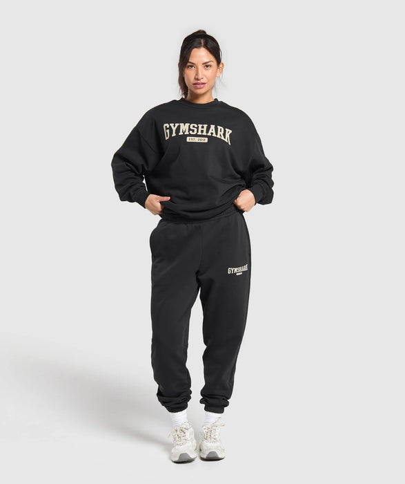 Collegiate Lifestyle Oversized Sweatshirt - Black