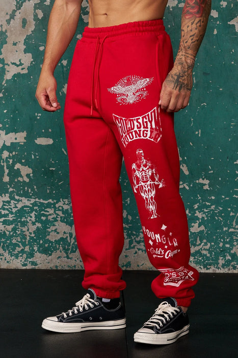 2143 - Golds Gym Inmortal Joggers / Red Wash.