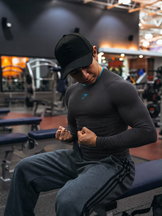 Vengeance Long Sleeve T-Shirt-Onyx Grey/Brand Blue