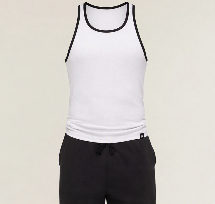 Ribbed Tank 1PK - White/Black