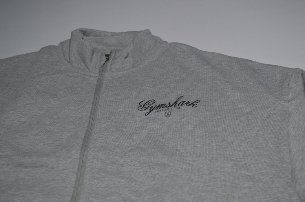 Script Embroidery Oversized Zip Through - Light Grey Core Marl