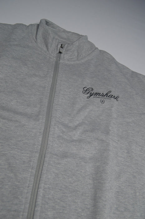 Script Embroidery Oversized Zip Through - Light Grey Core Marl