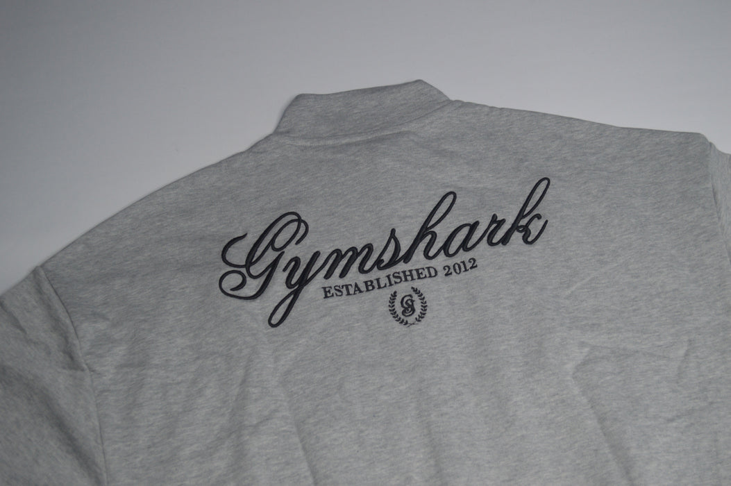 Script Embroidery Oversized Zip Through - Light Grey Core Marl
