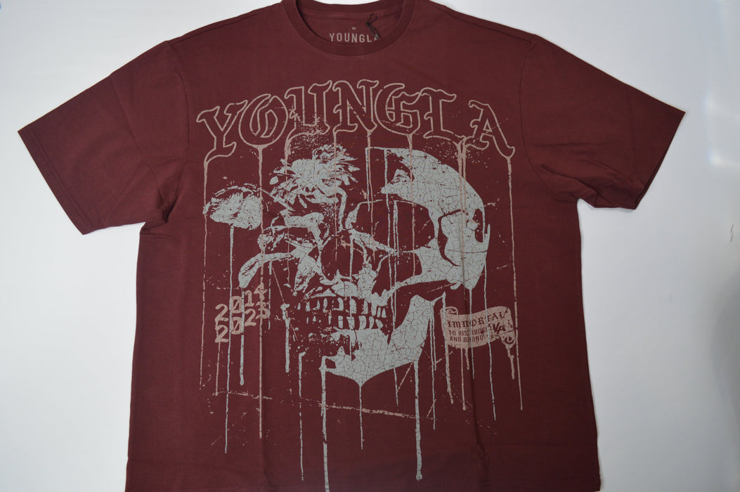 4116 - FLORAL SKULL TEES DARK RED