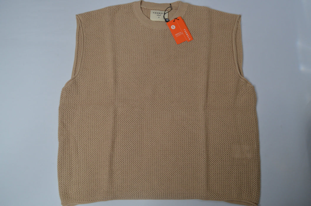 3012 - DROP SHOULDER KNIT CUT-OFF TAN