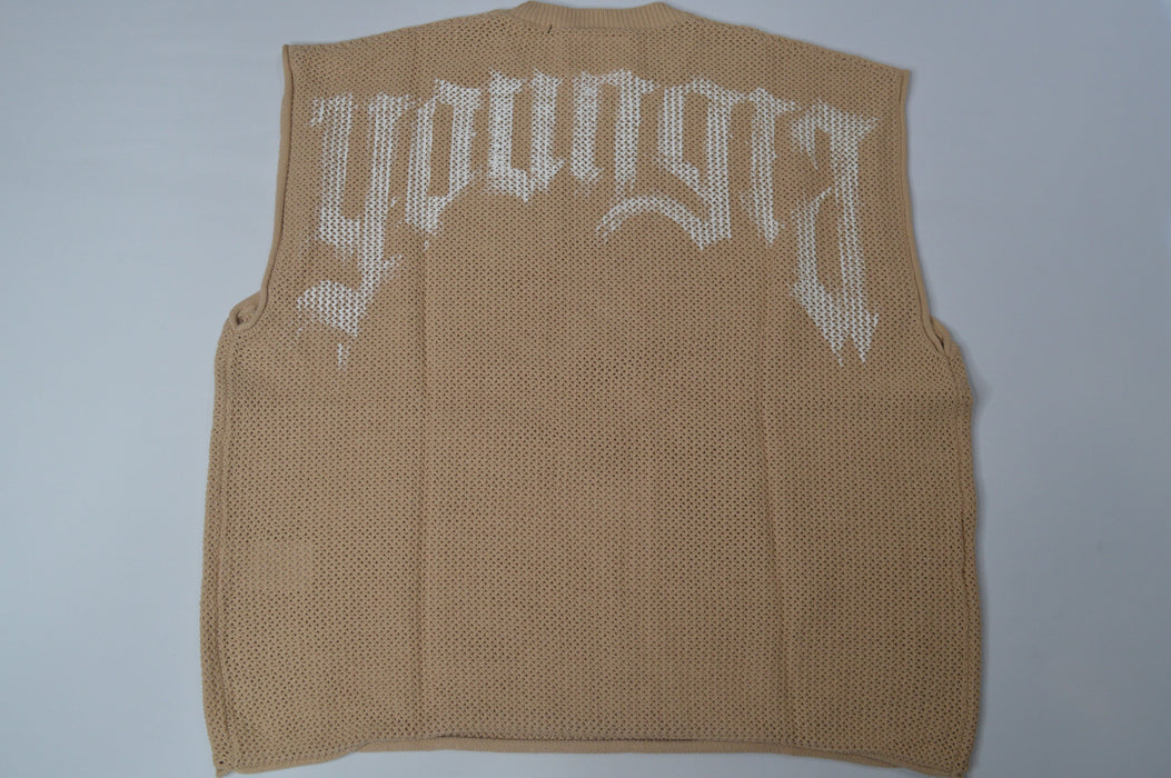 3012 - DROP SHOULDER KNIT CUT-OFF TAN