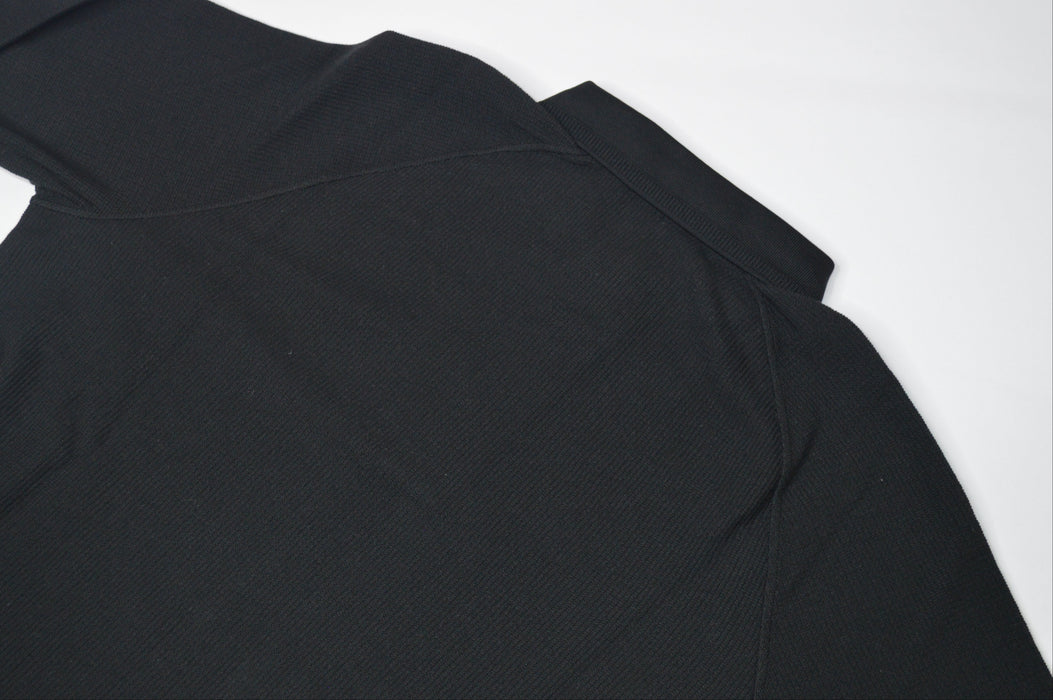 Long Sleeve Waffle Polo Shirt Black