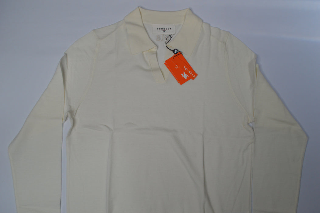 8018 - Monaco Wool Longsleeve Polo White