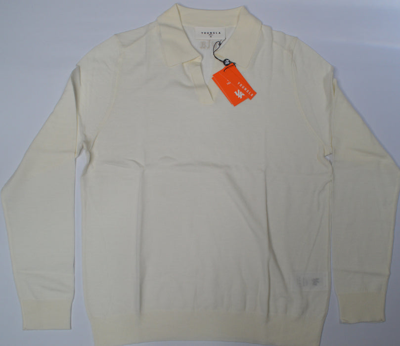 8018 - Monaco Wool Longsleeve Polo White