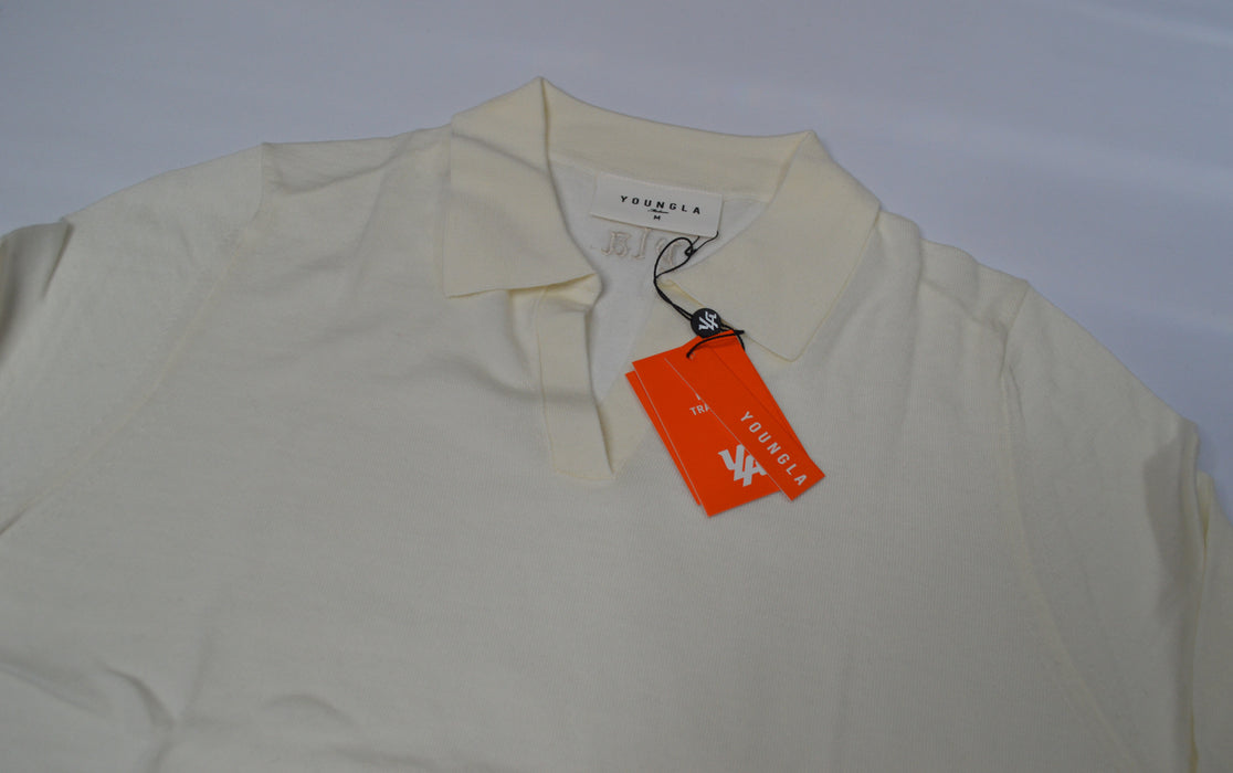 8018 - Monaco Wool Longsleeve Polo White