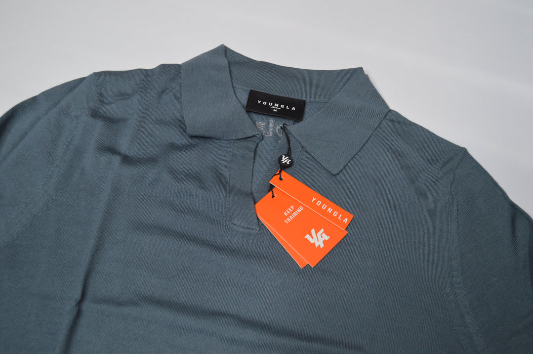 8018 - Monaco Wool Longsleeve Polo Slate Blue