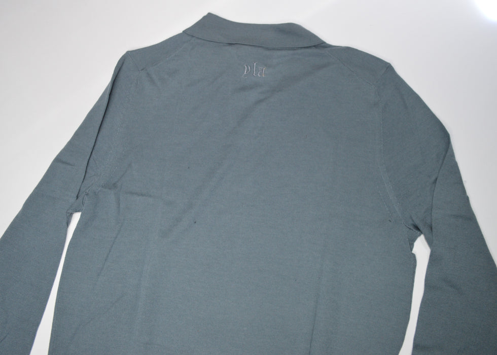 8018 - Monaco Wool Longsleeve Polo Slate Blue