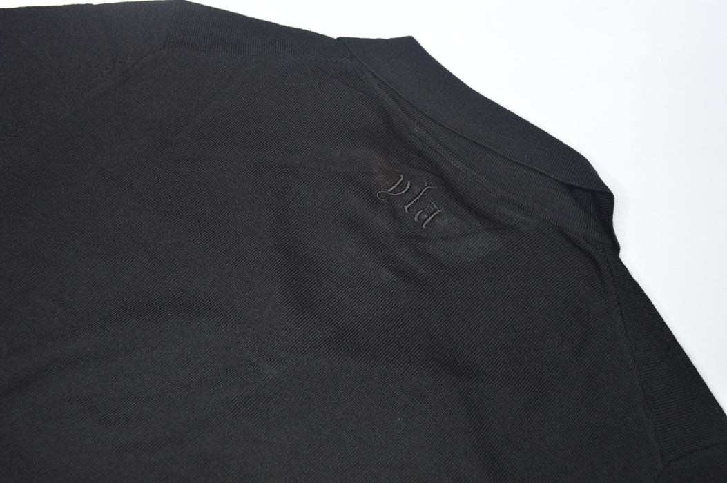 8018 - Monaco Wool Longsleeve Polo Black
