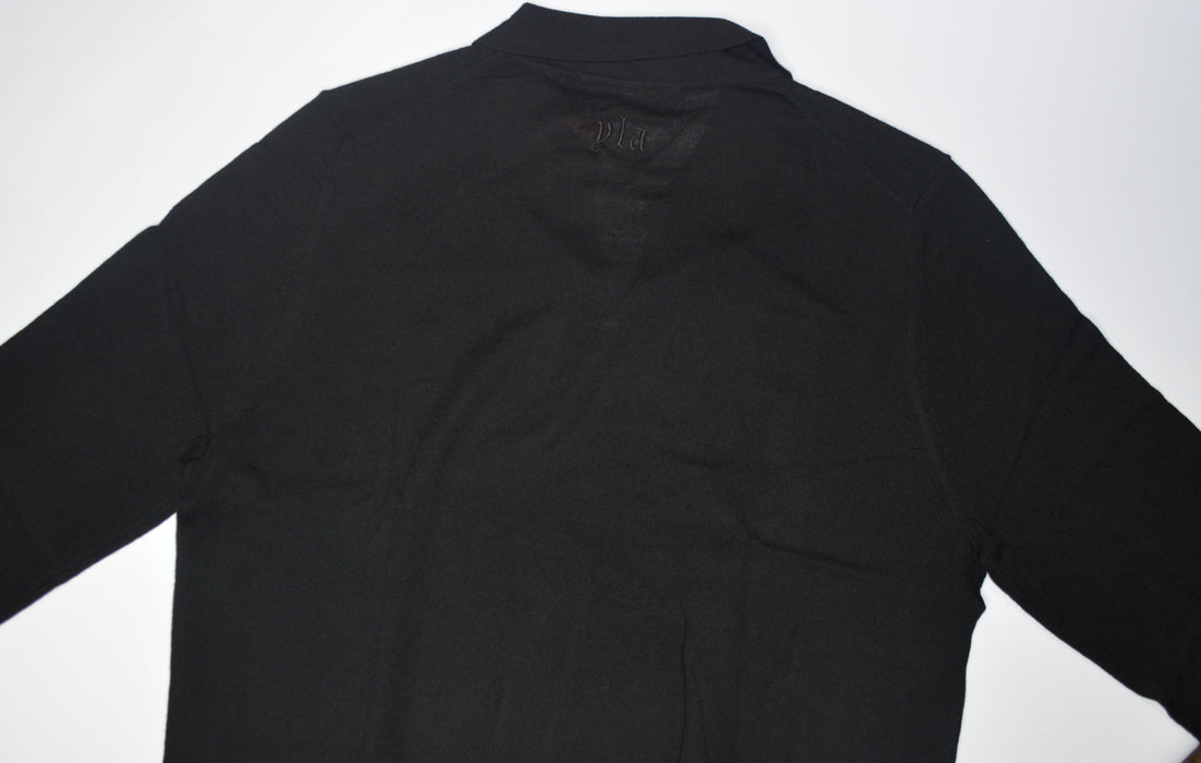 8018 - Monaco Wool Longsleeve Polo Black
