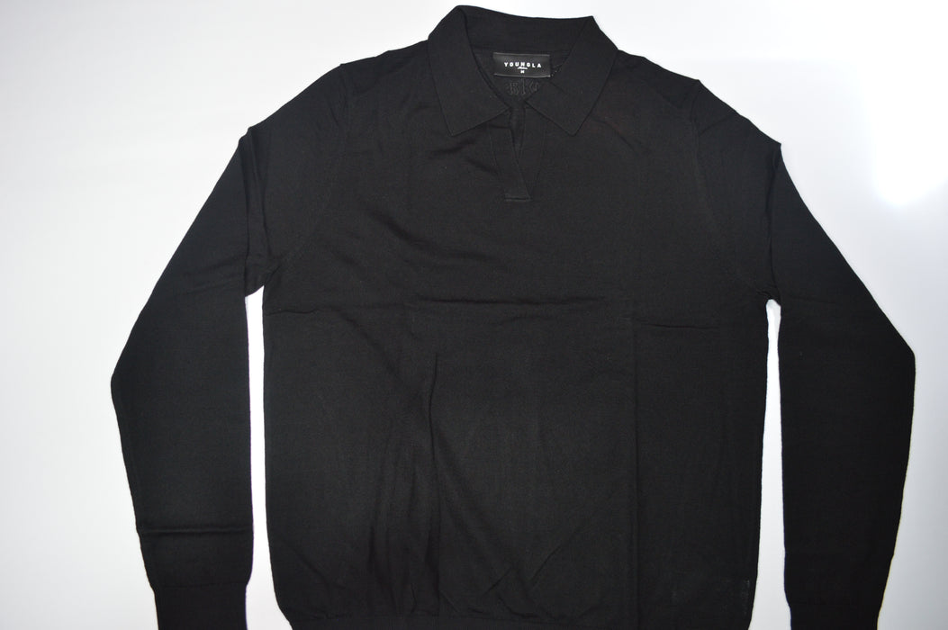 8018 - Monaco Wool Longsleeve Polo Black
