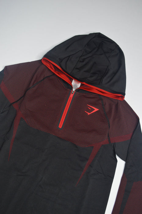 ONYX 5.0 SEAMLESS HOODIE - BLACK/CARMINE RED