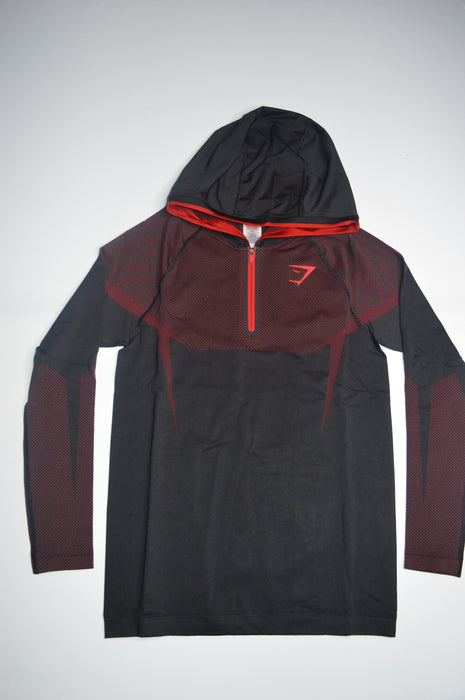 ONYX 5.0 SEAMLESS HOODIE - BLACK/CARMINE RED