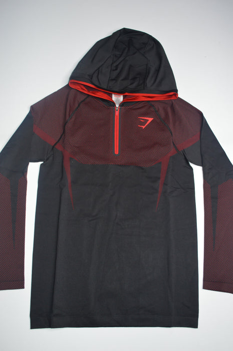 ONYX 5.0 SEAMLESS HOODIE - BLACK/CARMINE RED