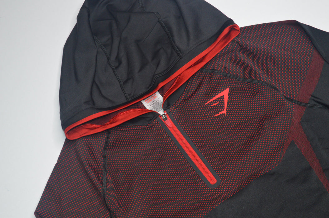 ONYX 5.0 SEAMLESS HOODIE - BLACK/CARMINE RED