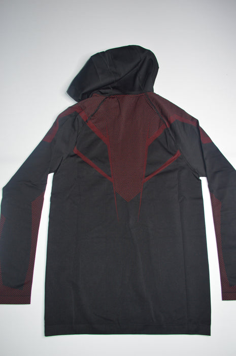 ONYX 5.0 SEAMLESS HOODIE - BLACK/CARMINE RED