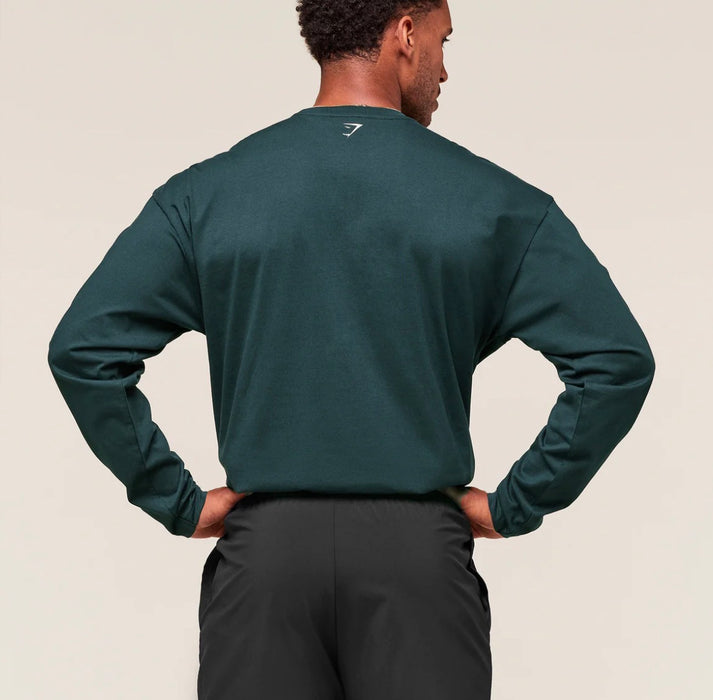 Gymshark Worn Graphic Long Sleeve T-Shirt - Deep Petrol Blue