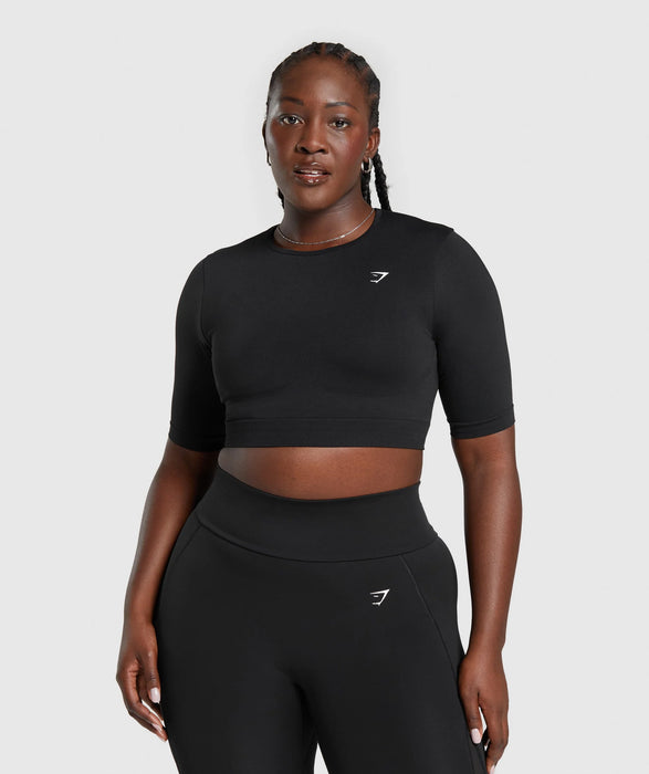 EVERYDAY SEAMLESS CROP TOP - BLACK