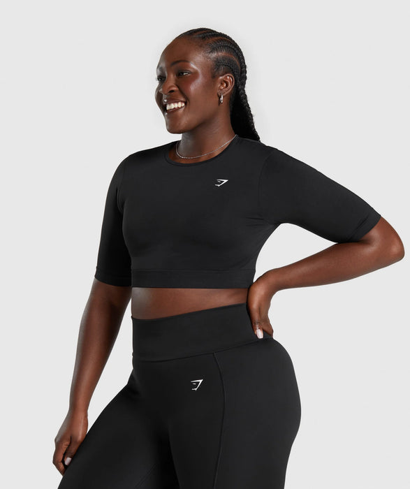 EVERYDAY SEAMLESS CROP TOP - BLACK