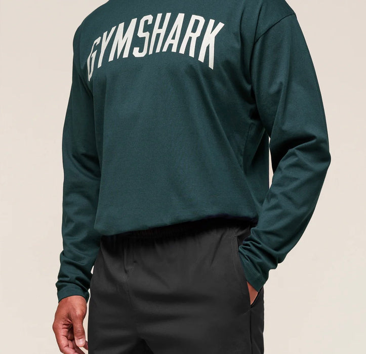 Gymshark Worn Graphic Long Sleeve T-Shirt - Deep Petrol Blue