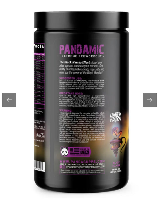 PANDAMIC MAMBA - Limited Edition Pre Workout (Grape Bubble Gum Flavor)