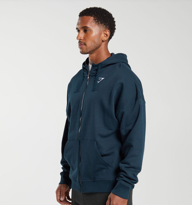 CREST OVERSIZED ZIP UP HODDIE NAVY