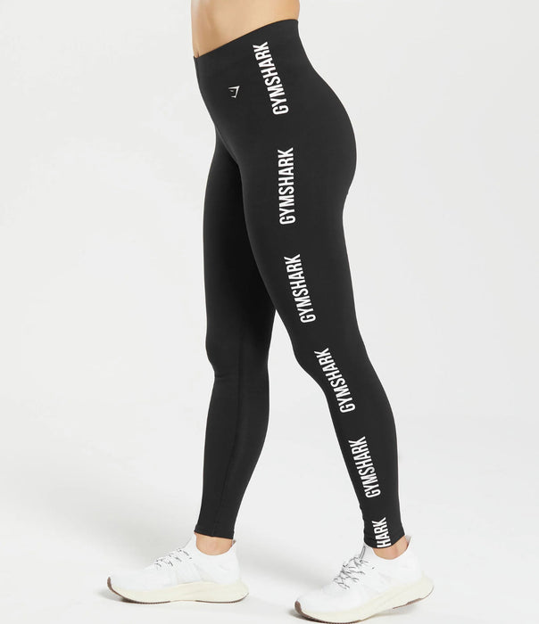 COTTON GRAPHIC TAPE LEGGINGS