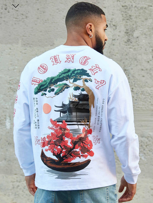 8038- Tokyo Longsleeves WHITE BONSAI ART