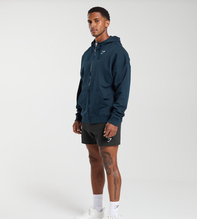 CREST OVERSIZED ZIP UP HODDIE NAVY