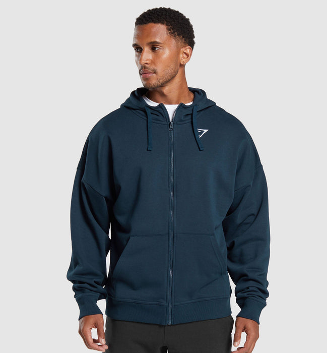 CREST OVERSIZED ZIP UP HODDIE NAVY